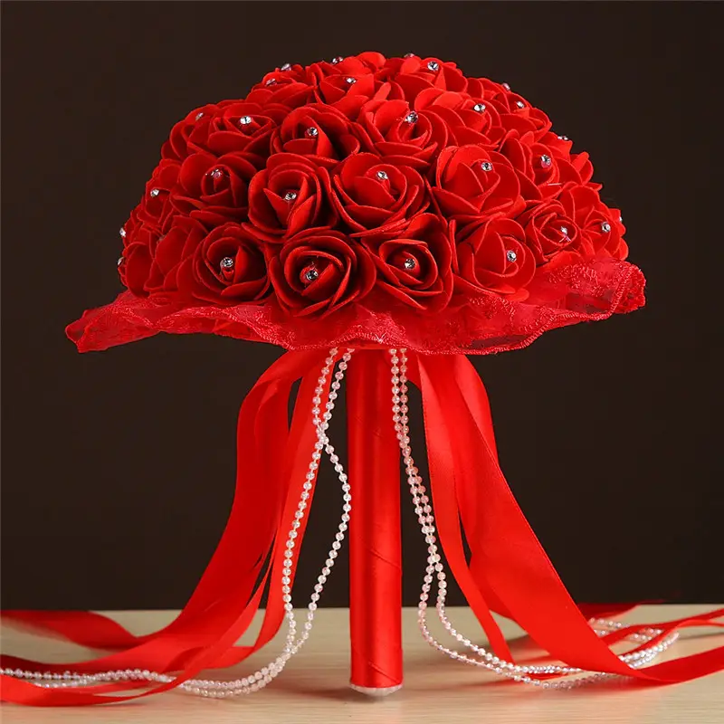 ชุดเจ้าสาวถือดอกไม้อุปกรณ์ประกอบฉากงานแต่งงานดอกไม้ประดิษฐ์ชุดแต่งงานที่ถือช่อดอกไม้