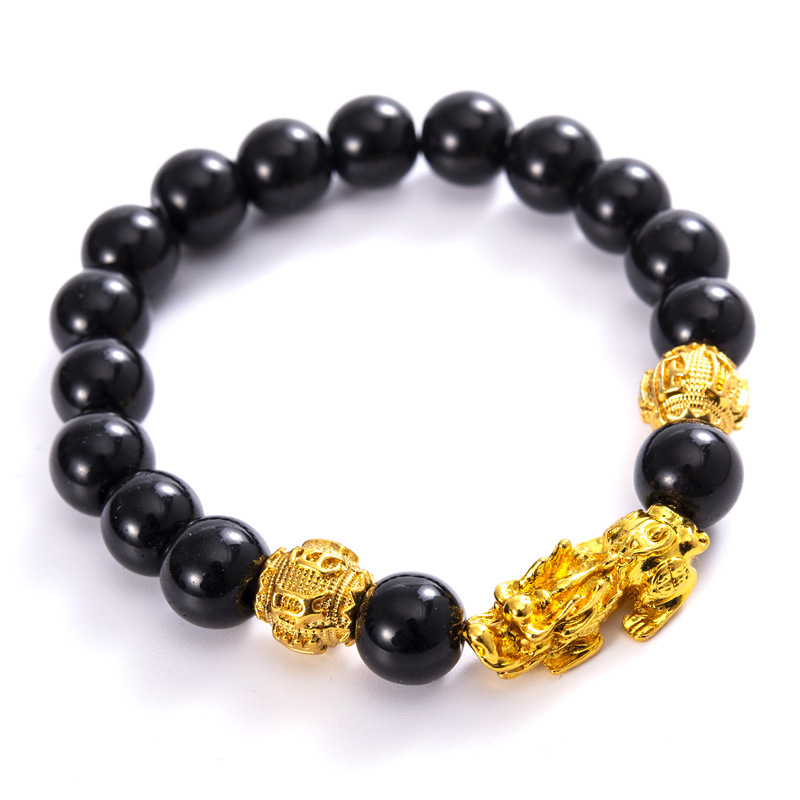 12mm-Perles d'or obsidienne