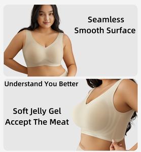 अनुकूलित वायरलेस सुपर प्लस आकार की वसा महिला अंडरवियर सूट 5xl ब्रिश महिलाओं बिकनी ब्रा ने नरम समर्थन जेली स्ट्रिप्स 100 किलोग्राम - Product Image 3