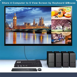 4x1 HDMIKVMスイッチャー4 In 1 Out 4K30hzオーディオビデオコンバーターUSBキーボードマウスコントロール4ラップトップPC - Product Image 3