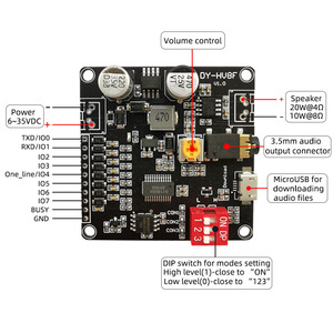 12V/24V Power Supply10W/20W音声再生モジュール8Mバイトフラッシュストレージ付きMP3音楽プレーヤーArduino用 - Product Image 5