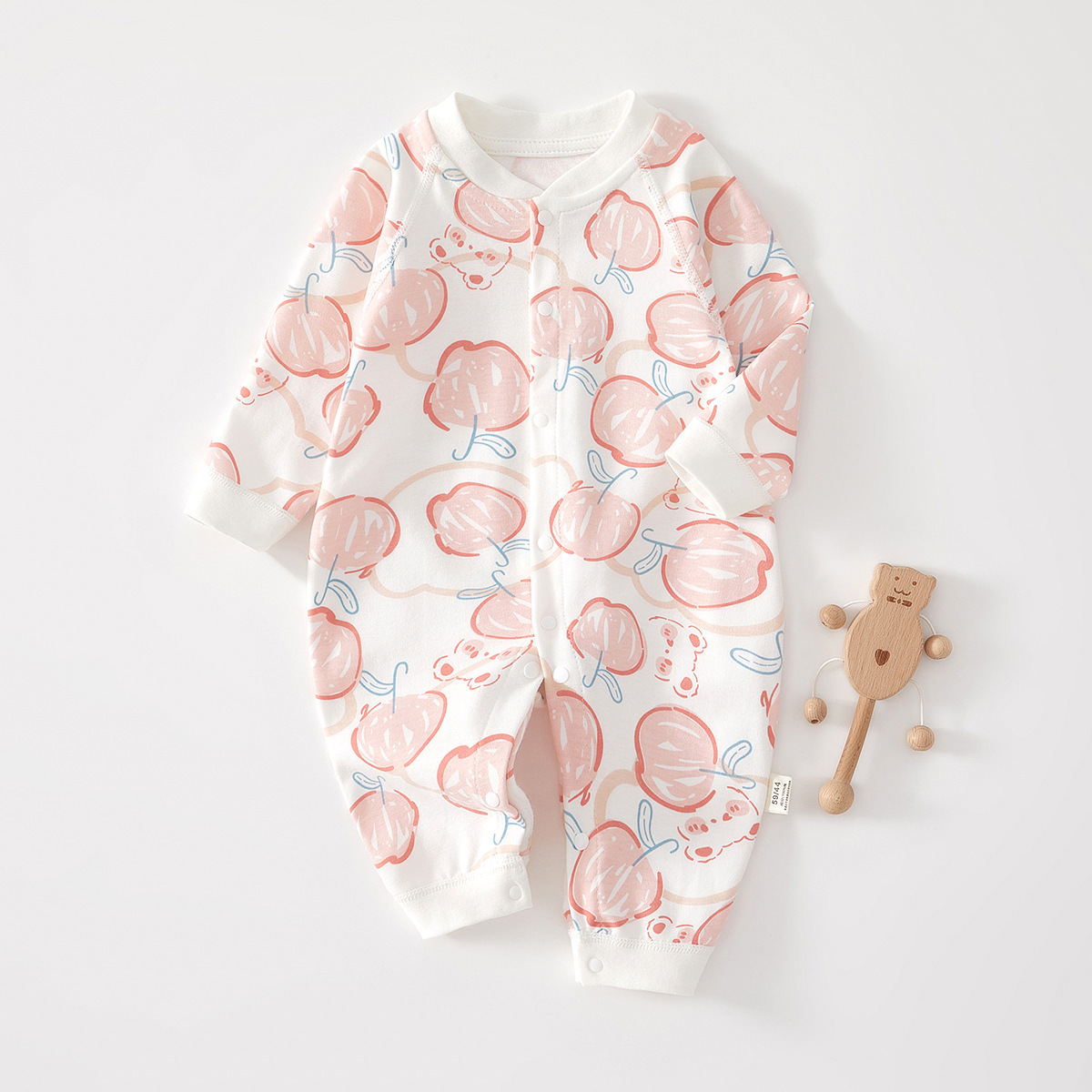spring autumn jumpsuit full printed powder apple