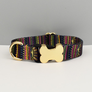 Laisse de chien avec étiquette de nom gravée au laser, collier de chien imprimé avec boucle en os et sangle de style ethnique - Product Image 3