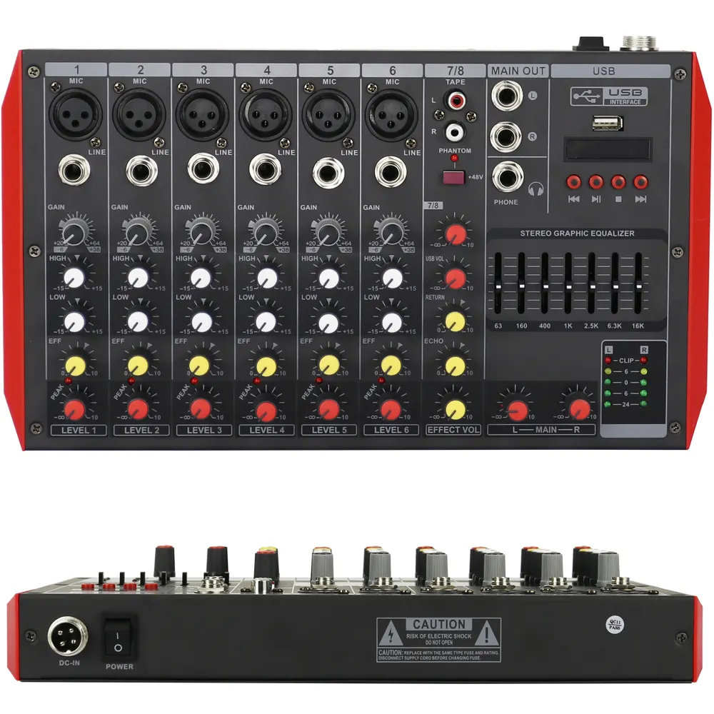 Melhor MG8 8 Canal 48V Phantom Ganho EQ USB FITA Professional Audio DJ Mixer de Áudio Do Console De Mixagem De Som Portátil