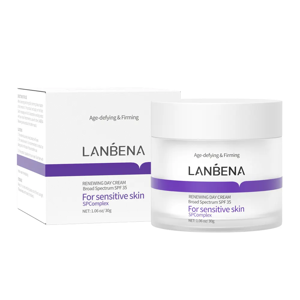 Lanbena creme facial de retinol, anti-rugas, endurecimento da pele, protetor solar spf 35