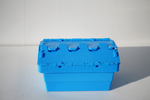 Contenedor de almacenamiento plegable de plástico PP reutilizable azul Tapa plegable Caja logística de rotación reciclable Caja de madera apilable - Product Image 5