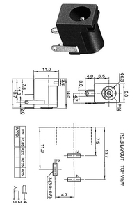 DC005B電源DCメスジャック5.5 * 2.5Mmソケットバレルタイプ垂直タイプPCBマウントコネクタ - Product Image 6