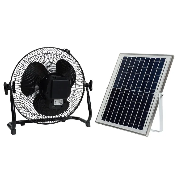 Çin endüstriyel taşınabilir ev aletleri 3 ayarı sessiz çalışma 10v 12 inç açık standı küçük güneş enerjisi fanlar