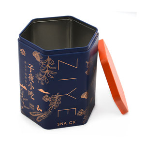 用于抹茶存储的定制金属锡板罐小茶盒，带用于蜡烛工艺贴纸的六角形设计 - Product Image 4