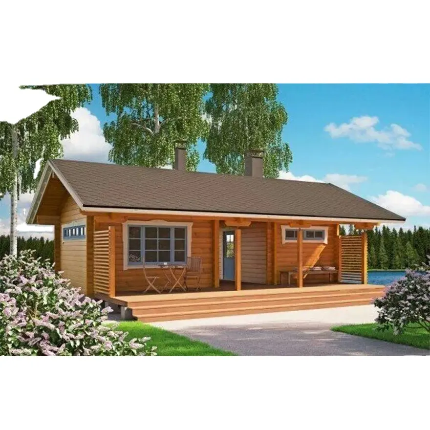 easy assembly Prefabricated wood house wood log cabin prefabricated villa