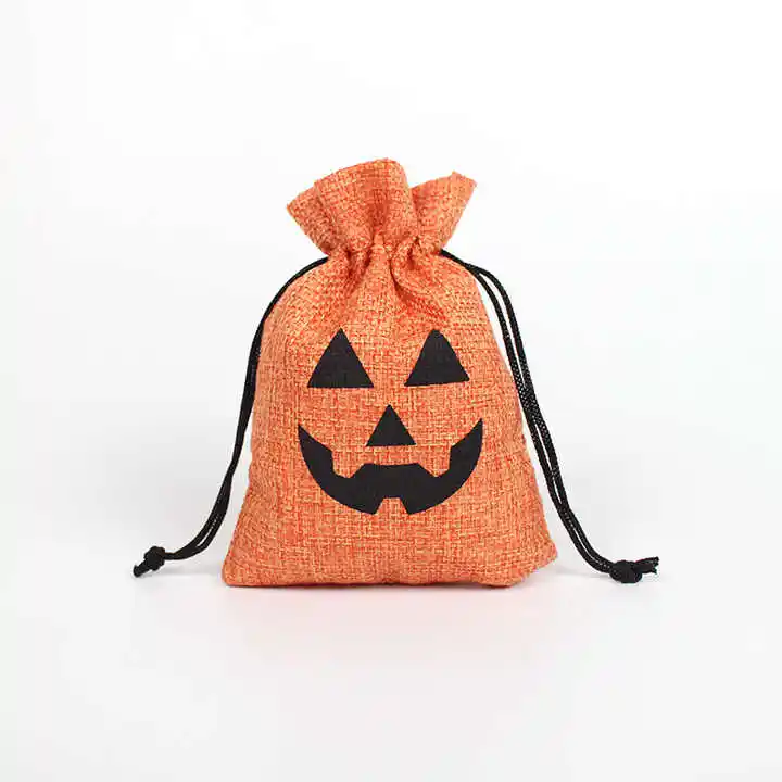هدية هالوين برباط وحبيبة مطبوعة على شكل حقيبة من اليقطين بألوان وحجم مخصصين لموسم هالوين جديدة ورخيصة الثمن