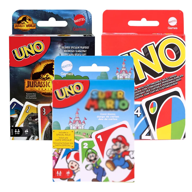 Gran oferta juegos de dibujos animados de Anime UNOS Cards No Mercy Marios FLEX FLIP ALL WILD Minecraft juego de cartas Juguetes