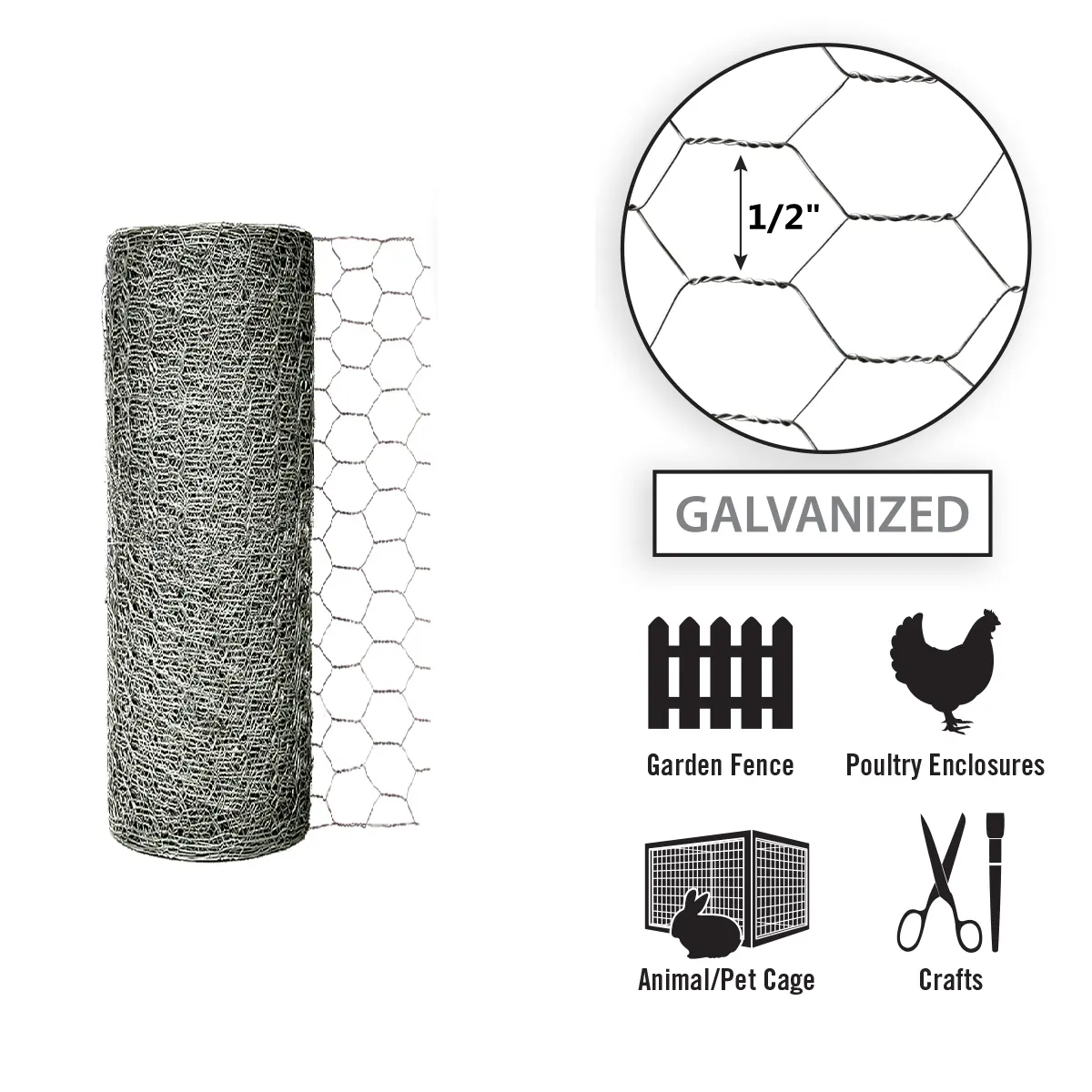 Rouleaux de mailles hexagonales 0.7x1/2mm, 2m de largeur MAX/2m de largeur, pour cage de poulet/lapin, filet de fil hexagonal par usine ISO