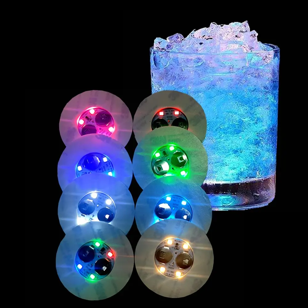 Op Maat Gemaakte Led Kleurrijke Beker Mat Drank Achtbaan Accessoire Party Supply Bar Sfeer Rekwisieten Lichtgevende Eva Cup Pad Sticker