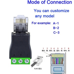 Factory Ethernet <strong>RJ45</strong> 8P8C Male 3 Pin Screw Terminal <strong>RJ45</strong> RS485 Network Converter Adapter Green Terminals Connector Accessories - Product Image 3