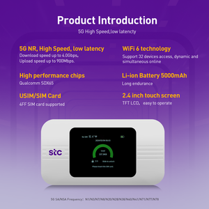 SUNCOMM แบบพกพาพ็อกเก็ตมือถือ 5G MiFis X65 ฮอตสปอต Wi-Fi 5000mAh Dual-Band WiFi 6 ไร้สายเครือข่ายโมเด็ม 4G 5G เราเตอร์ MiFis