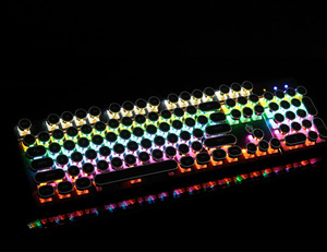 Los mejores Teclados mecánicos para trabajar y jugar Teclado iluminado de ordenador para juegos Teclado de máquina de escribir retro con cable retroiluminado RGB - Product Image 3