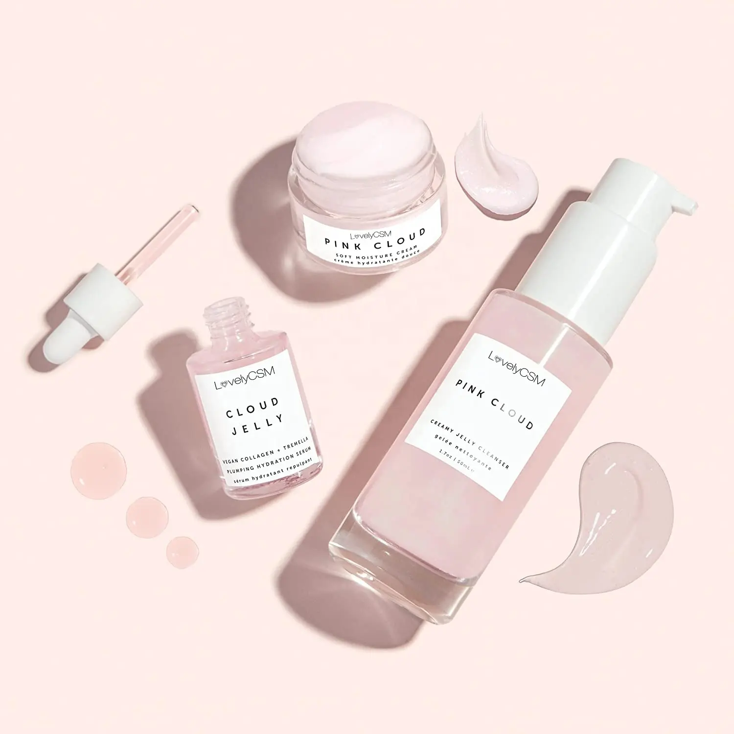 OEM Vegan Private Label Hautpflege set Pink Rose Anti Akne Aufhellung Bio Kurkuma Koreanisches Gesicht 3 in 1 Hautpflege Geschenkset