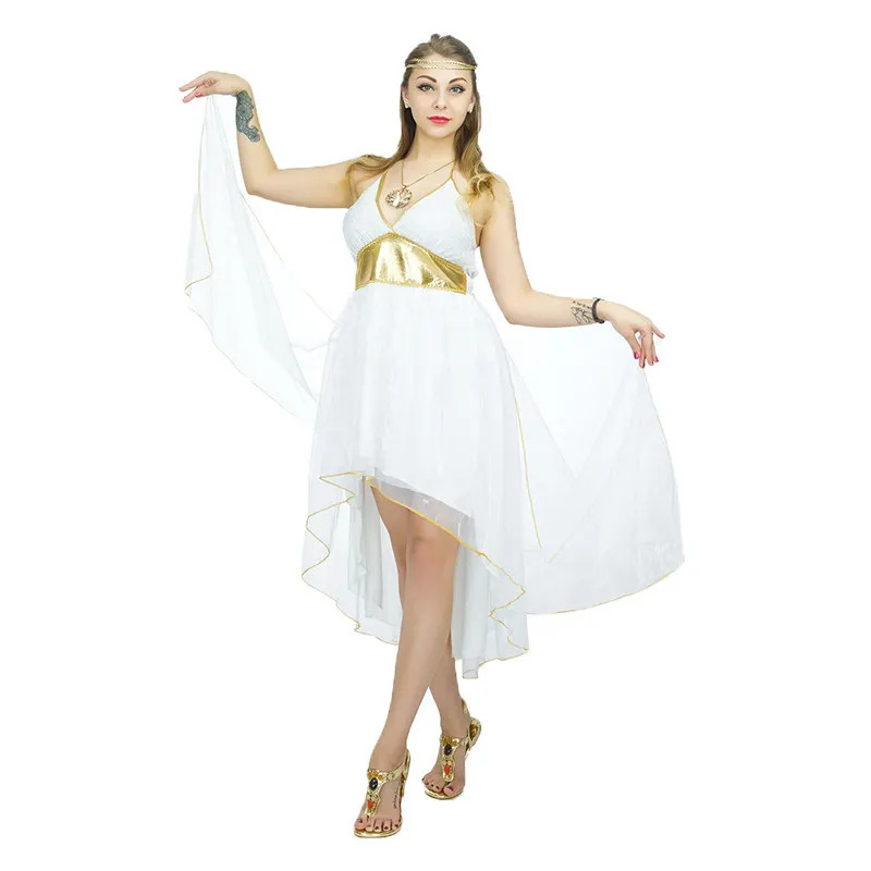 Vestido blanco de diosa para mujer, disfraces de princesa de personaje de diosa hermosa para fiesta de Halloween