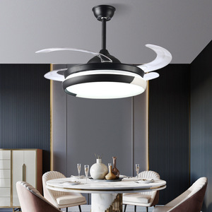 现代遥控酒店卧室大灯罩可调光LED灯吊扇，带可伸缩叶片 - Product Image 4