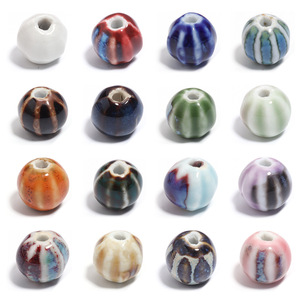 JC Factory Wholesale Ceramic <strong>Beads</strong> 11.5 mm Coloured Stripe DIY for Jewelry Making Ceramic <strong>Beads</strong>