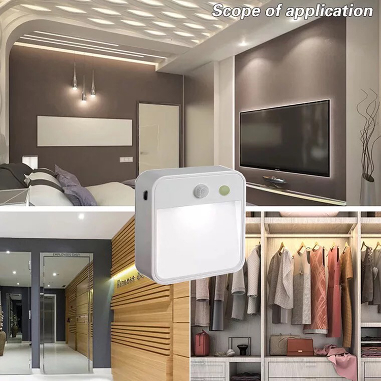 2022 PIR motion sensor night light 2 LED wall-mounted wardrobe closet bedroom cabinet human body sensor night light
