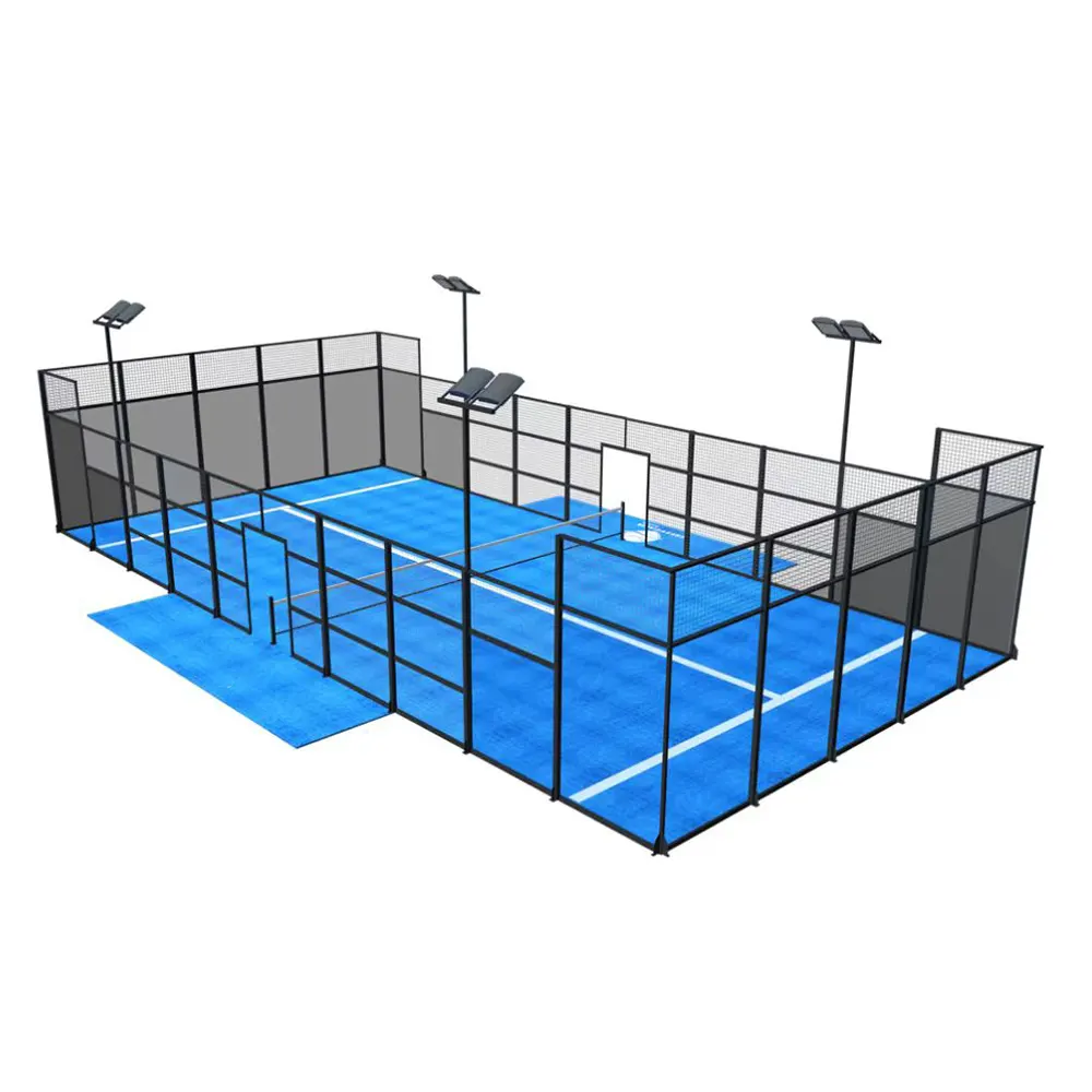 2024 professionell hochwertig benutzerdefinierte farbige paddel langlebig im freien Indoor Panorama-Padel Tennisplatz