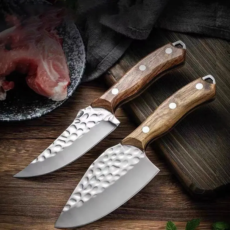 Manche en bois de haute qualité couteau à désosser forgé en acier inoxydable Camping en plein air couteau de chasse de survie