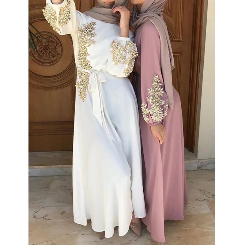 أحدث التصاميم للنساء صب ملابس إسلامية فاخرة تركيا مسلم كيمونو عباية دبي