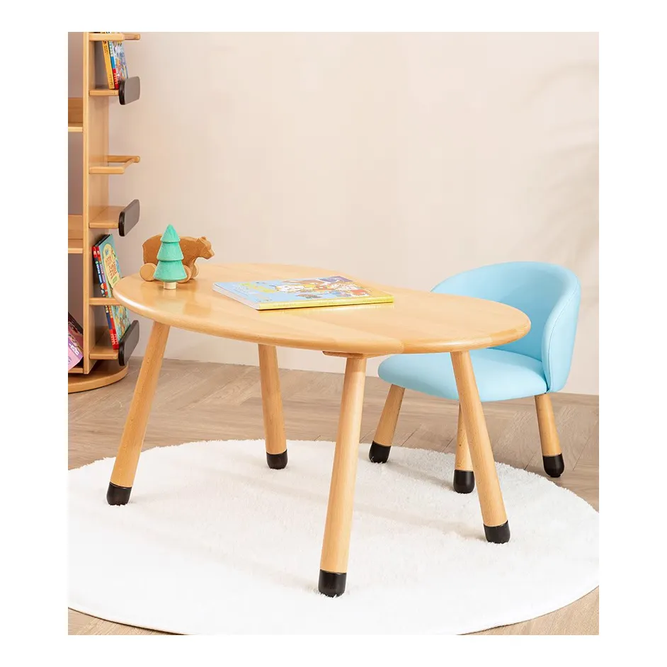 Mesa de madeira multifuncional para crianças, mesa de madeira para leitura e escrita, quarto de cama infantil