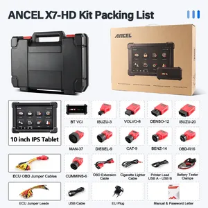 24V BT OBD2 10 Inch Coding <strong>Programming</strong> 15 Reset <strong>Function</strong> Active Test Ancel X7-HD Diesel Heavy Duty Truck Diagnostic Scanner