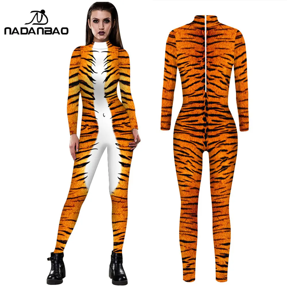 Nadanbao macacão feminino personalizado, traje estampado de animais 3d, legging, cosplay