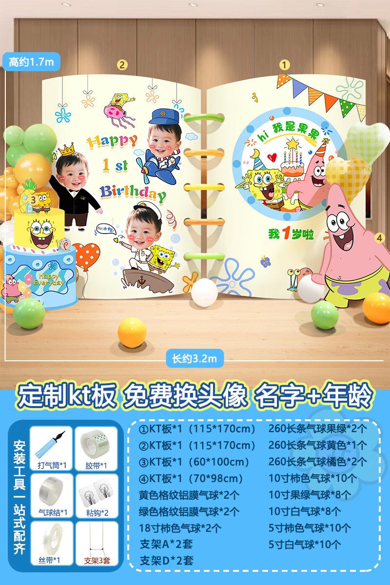 Birthday gift book decoration-male treasure spongebob 14