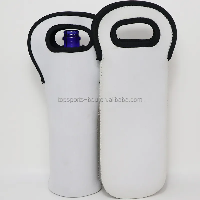 Tas botol anggur, kantong pembawa botol anggur Neoprene 750ml putih kosong