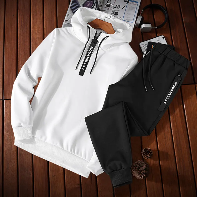 カスタムロゴ冬メンズジョガーセット空白のスウェットスーツ長袖厚手2ピーススウェットスーツ男性用