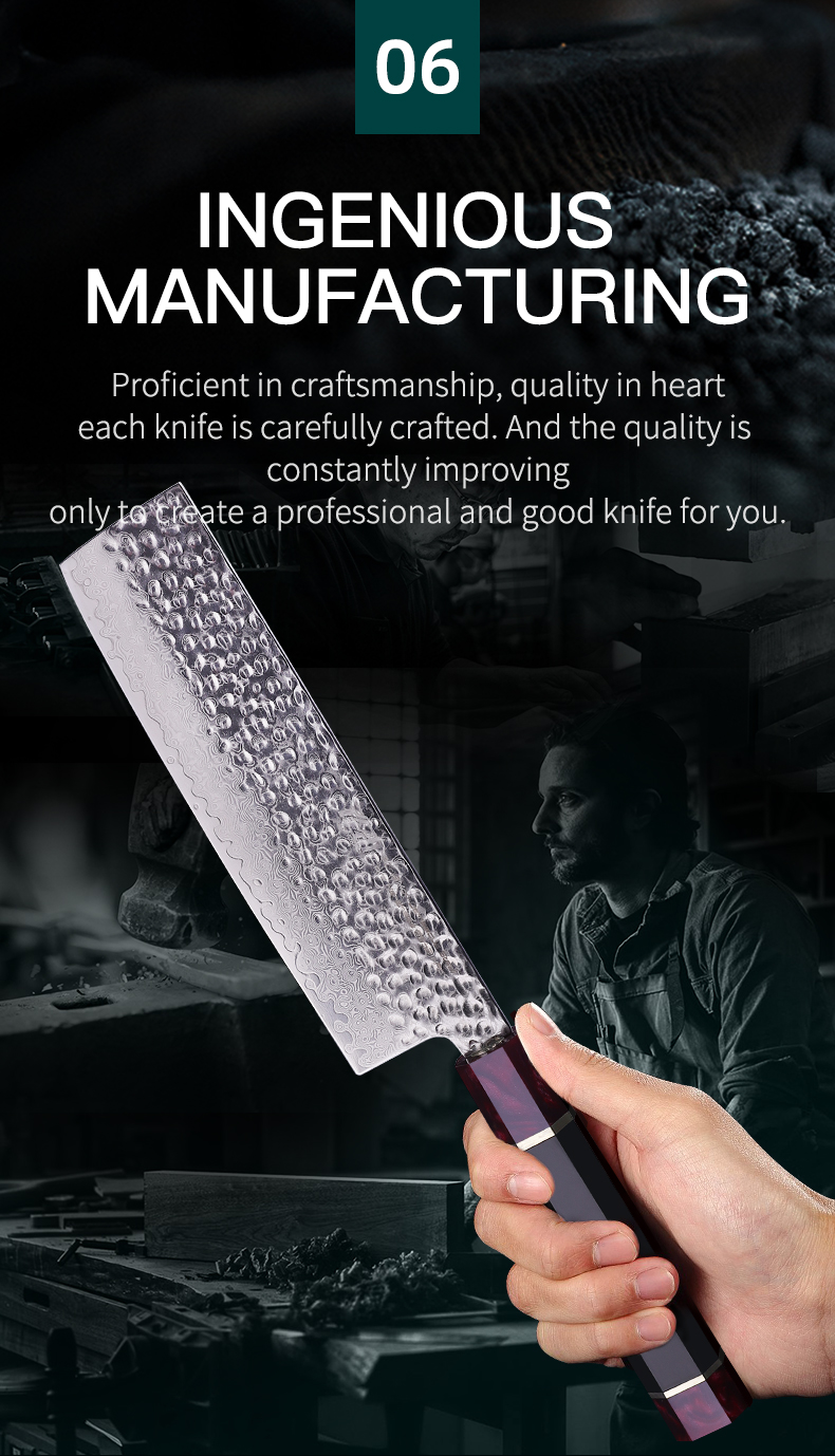 FINDKING Eternity Series 7 Inch Japanese Nakiri Knife 9Cr18MoV 67 Layers Damascus Steel Blade Resin Handle Kitchen Chef Knife
