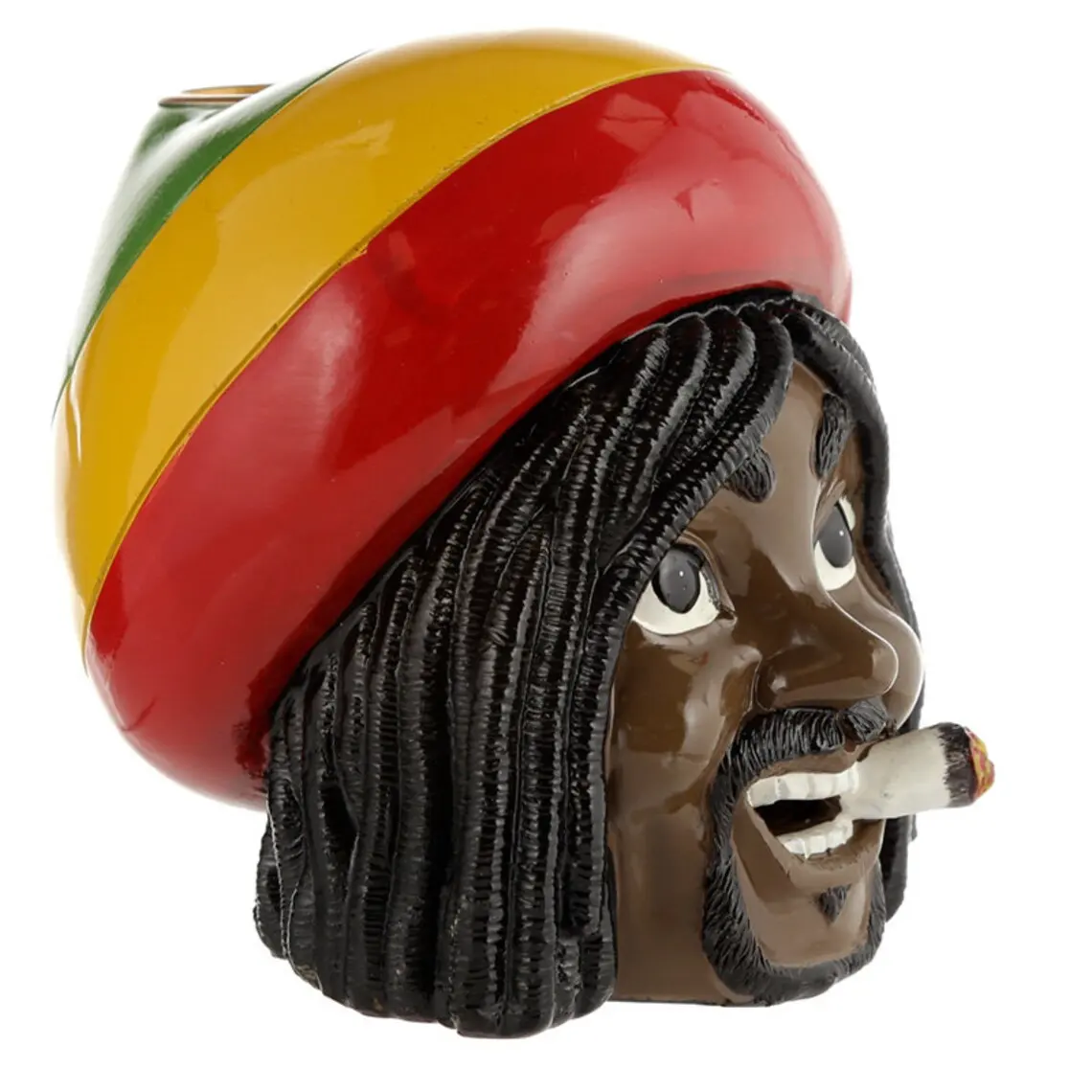 Personalizado high-end handmade polyresin fumante Rastafari cabeça figura incenso titular resina Rasta backflow cone incenso queimador