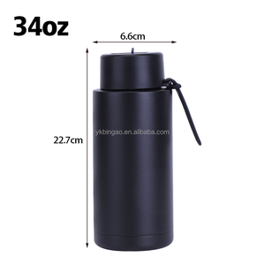 Yeni varış 2024 paslanmaz çelik <span class=keywords><strong>34oz</strong></span> termos şişe katı renkli spor bardak çift duvarlı termos kupa flip saman ile
