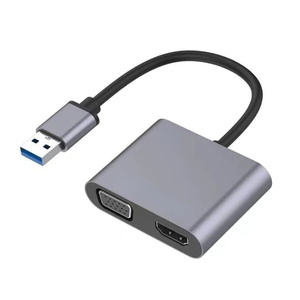 Cable convertidor 2 en 1 USB a HDTV VGA Adaptador USB 3,0 a VGA Soporte de pantalla dual Salida de sincronización HD VGA