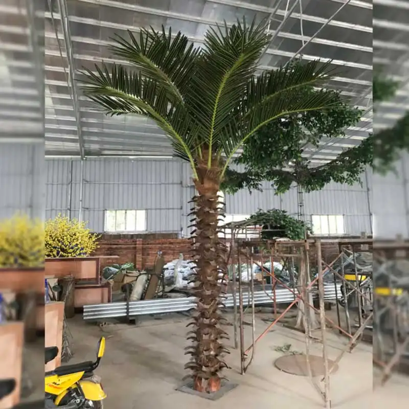 Palmera de arandela Artificial con corteza real y hojas falsas