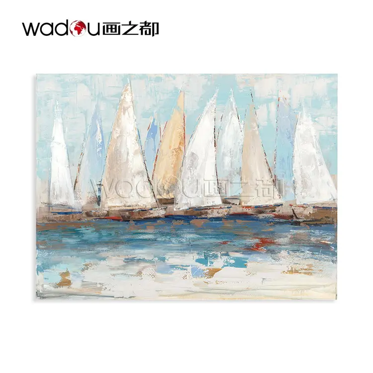 I più venduti all'ingrosso paesaggio Wall Art Poster dipinti ad olio a mano stampa di alta qualità barche a vela su tela