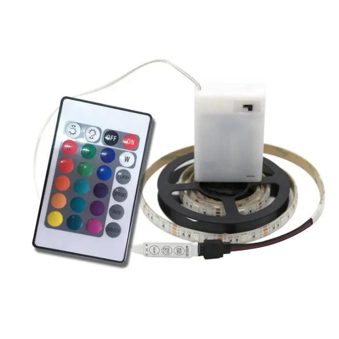 5V SMD 5050 Battery Box RGB 0.5メートル1メートル1.5m 2メートルBattery Powered LED Strip Light