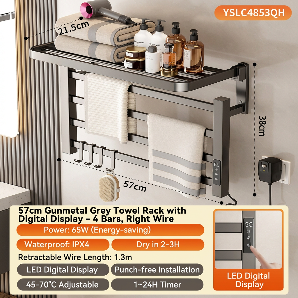 Grigio stellato-display digitale-4 aste linea destra 57 cm