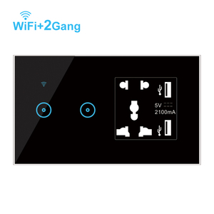 ซ็อกเก็ต WiFi สมาร์ทสวิตช์ไฟฟ้ากับ USB สากลซ็อกเก็ต1 2 3แก๊งสัมผัสสวิทช์ไฟผนังทำงานร่วมกับ Alexa Google Home - Product Image 1