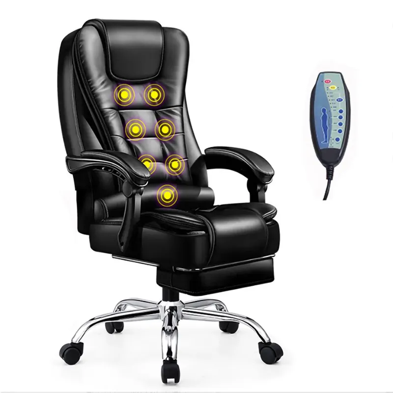 Silla giratoria de cuero para oficina, Sillón de masaje ergonómico reclinable de lujo Boss