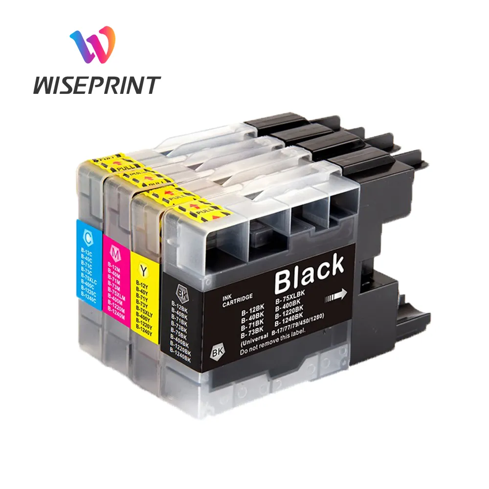 Wiseprint compatibile Brother LC12 LC40 LC71 LC73 LC75 LC400 LC1220 LC1240 cartuccia di inchiostro a getto d'inchiostro a colori Premium per il MFC-J825