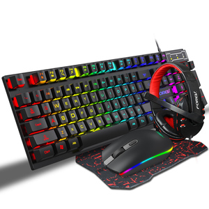 FV-Q809 Wired Gaming 4-Piece Set with Luminor Rainbow Backlit 104 Key <strong>Keyboard</strong>