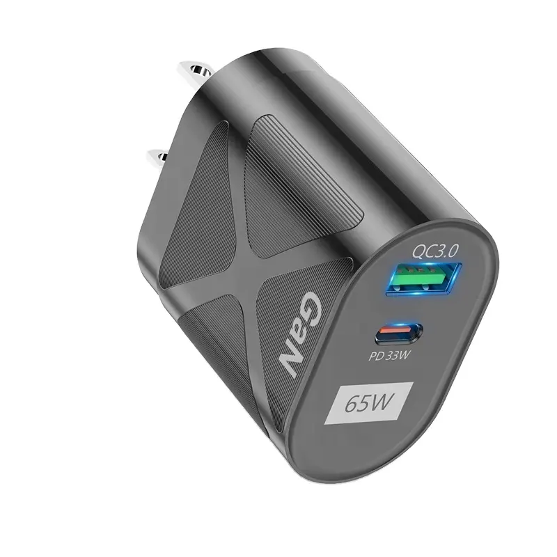 Gan Usb Fast Charger Qc3.0 caricabatterie da parete veloce per telefono 65W ricarica rapida Qc3.0 Pd porta USB nitruro di gallio telefono cellulare AC 100-240V