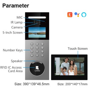 Sistema de intercomunicación de timbre de video inteligente de 7 pulgadas Edificios de apartamentos múltiples Tuya Control DE ACCESO Cámara CCTV a color Conectividad Wifi - Product Image 4