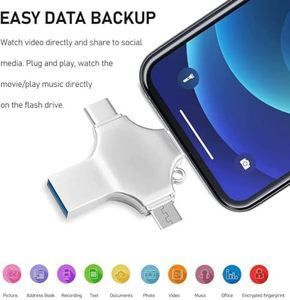 Unidad Flash de alta velocidad USB 128 de 3,0 GB, memoria portátil para teléfono móvil, ordenador portátil, PC, almacenamiento de datos Android 4 en 1 OTG - Product Image 5